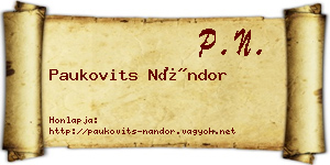 Paukovits Nándor névjegykártya