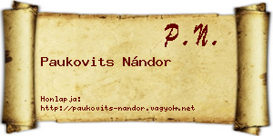 Paukovits Nándor névjegykártya